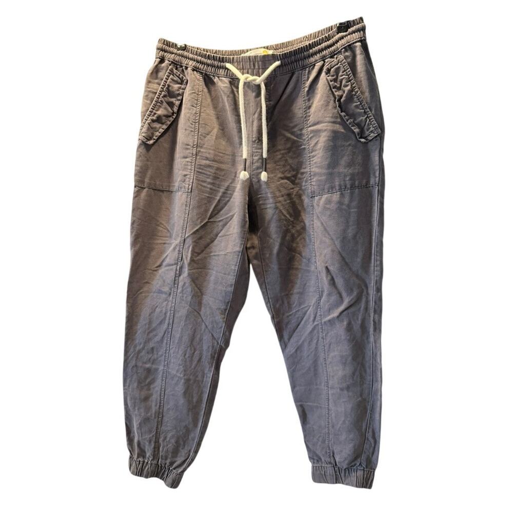 C & C California Linen Blend Joggers Pants Drawstring Pull On Sz M Brown Beachy